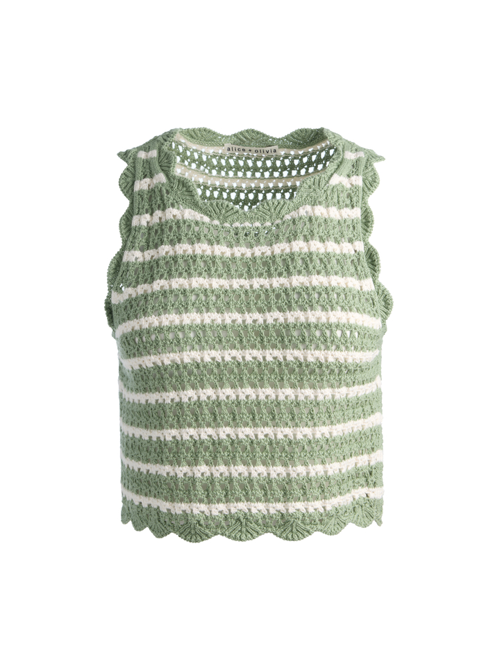 AMITY CROCHET TANK - SAGE/SOFT WHITE image 5 - ALICE + OLIVIA