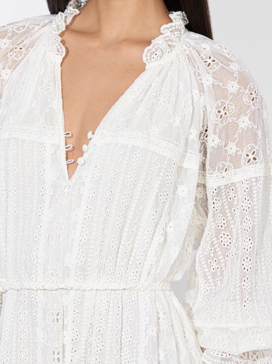 OFF WHITE-ALYCEN EYELET MAXI DRESS