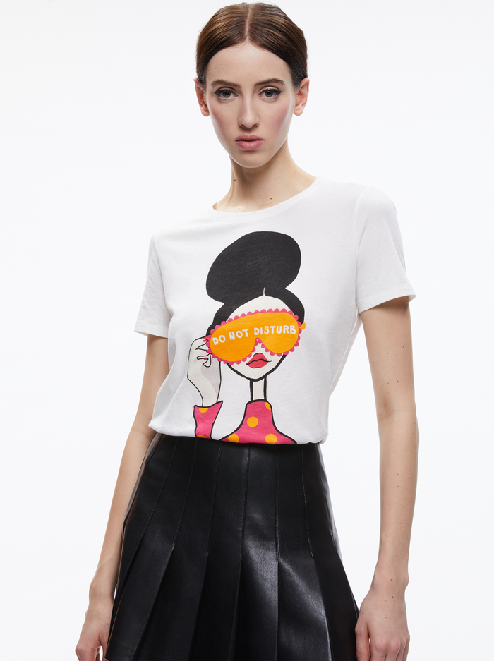 RYLYN SS CREW NK TEE - WHITE/MULTI - Alice And Olivia