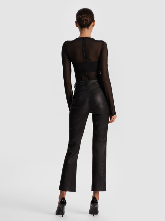 BLACK-CASEY LEATHER ANKLE PANT