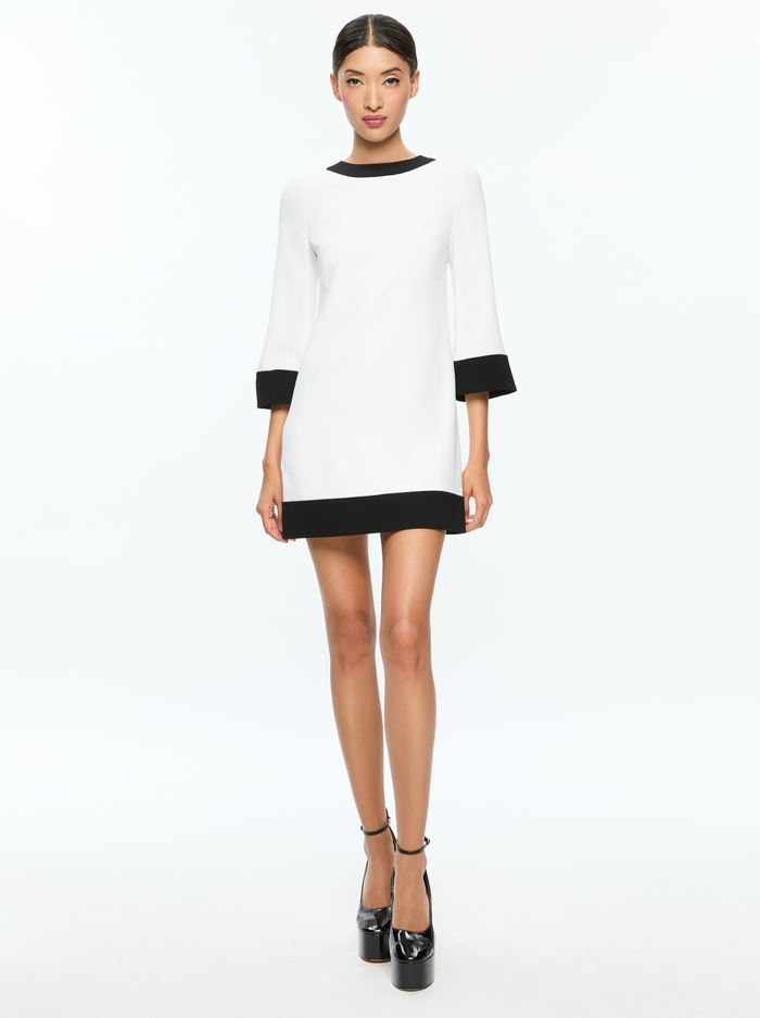 ELEONORA MINI DRESS - OFF WHITE/BLACK - Alice And Olivia