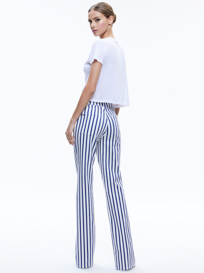 KEIRA MID RISE 70S BOOTCUT JEAN - ADMIRAL STRIPE INDIGO image 1 - Alice And Olivia