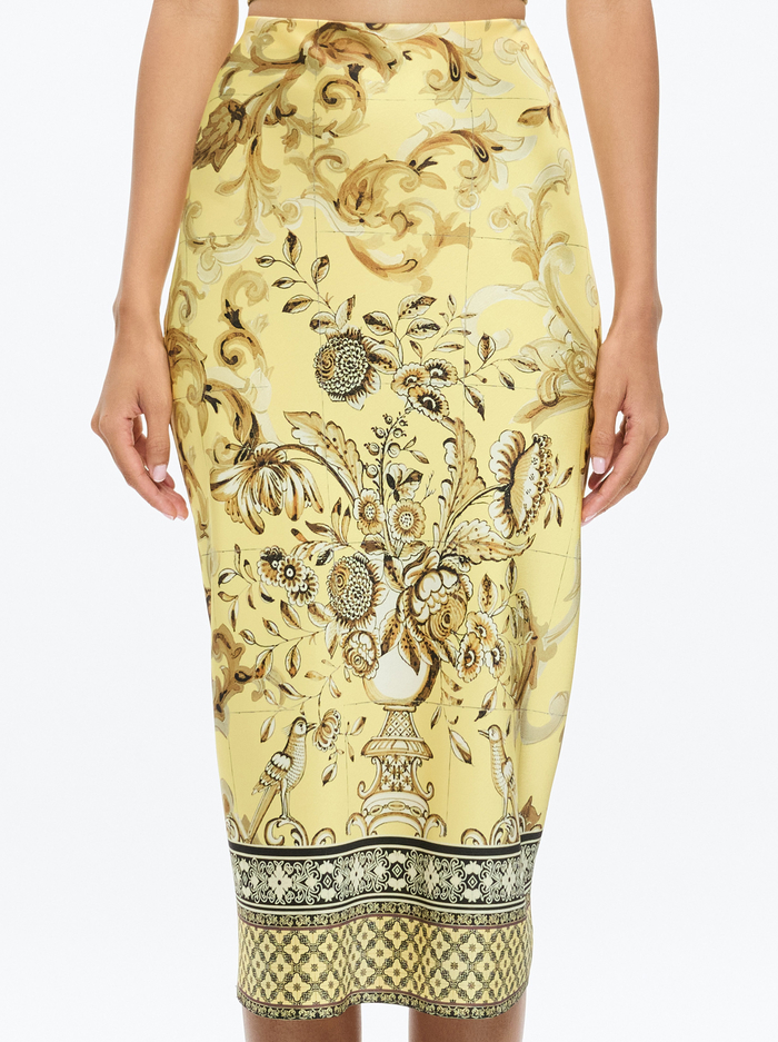 MAEVE MIDI SLIP SKIRT WITH SLIT - LISBOA LEMON MERINGUE image 3 - Alice And Olivia