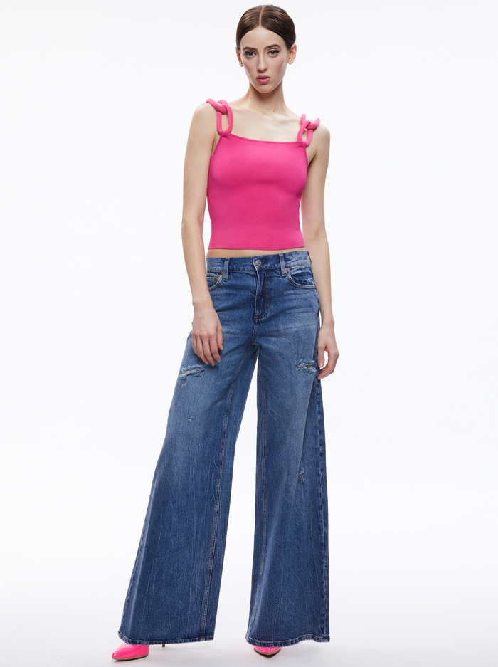 GRETEL TOP WITH CHAIN CORD STRAPS - CANDY image 4 - Alice And Olivia