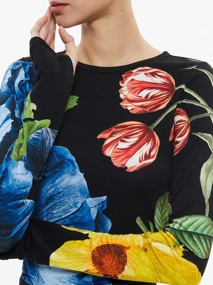 DELAINA LONG SLEEVE TOP - LE PARISIEN BLACK image 3 - Alice And Olivia