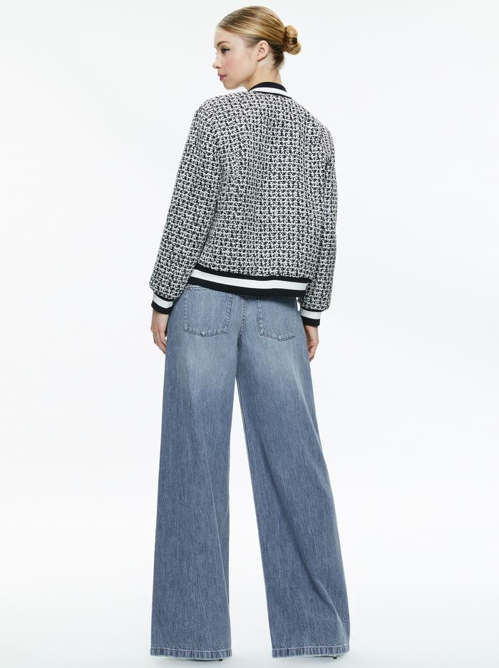 FELISA VARSITY BOMBER JACKET - BLACK/OFF WHITE image 1 - Alice And Olivia