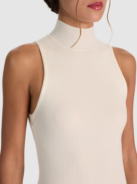 ECRU-DARCEY WOOL SLEEVELESS TURTLENECK