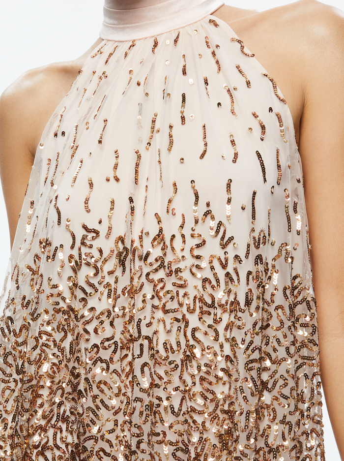 ZENON CAPE MINI DRESS - PEARL BLUSH/ROSE GOLD image 1 - Alice And Olivia