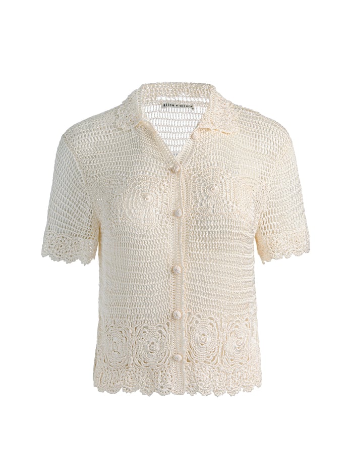 RANDALL CROCHET CARDIGAN - SOFT WHITE image 6 - ALICE + OLIVIA