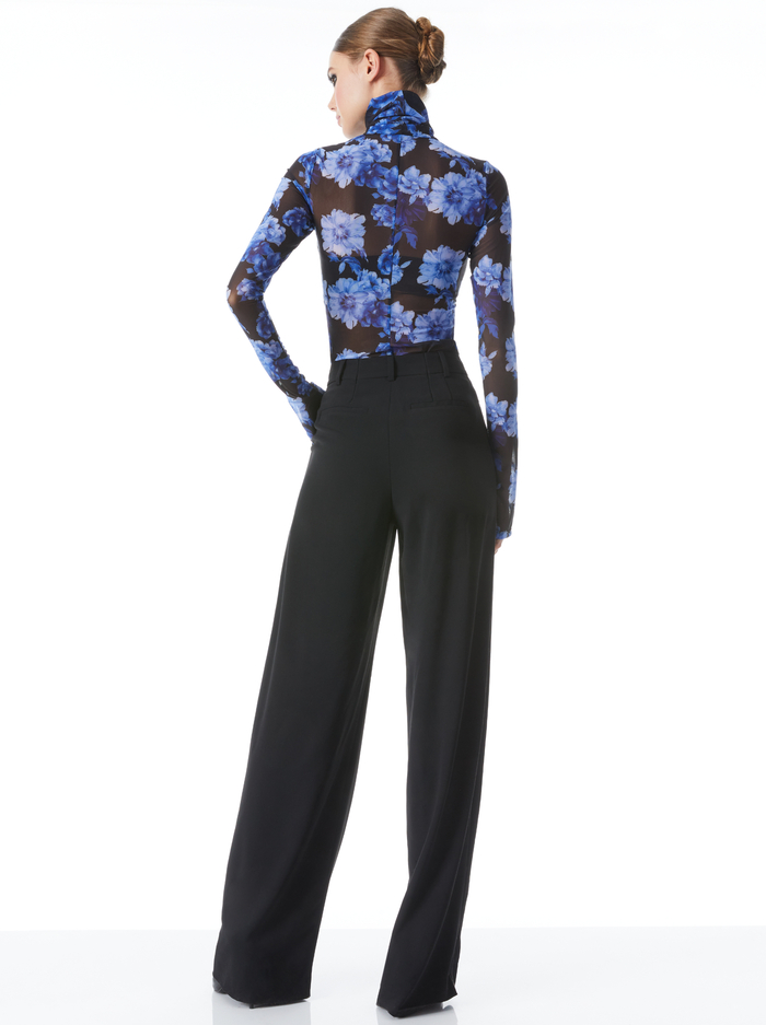 DELAINA LONG SLEEVE TURTLENECK MESH TOP - DREAM FLORAL ROYALTY image 1 - Alice And Olivia