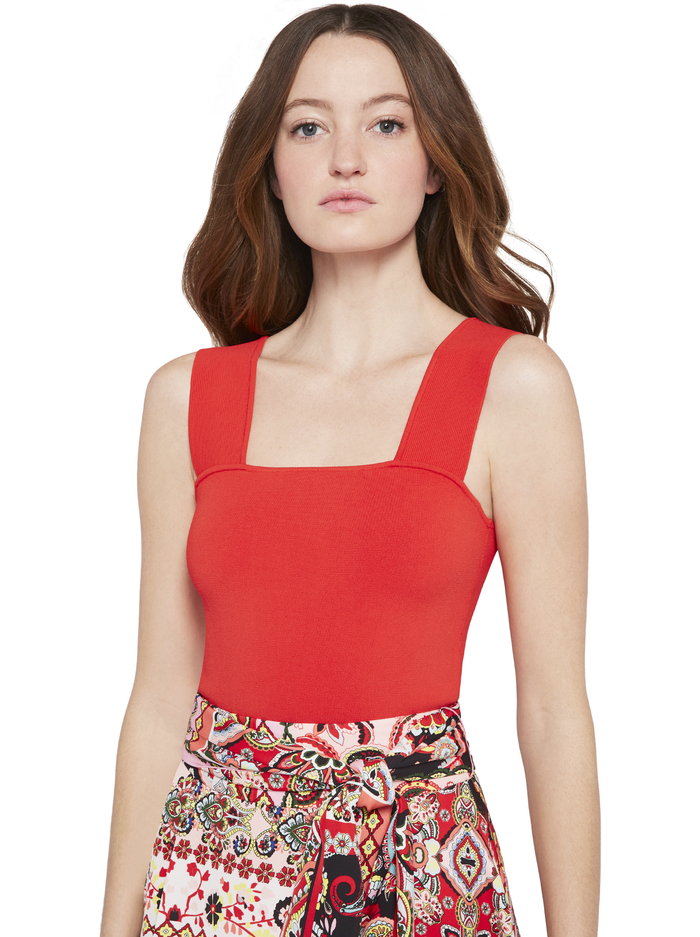 RASHIDA SQUARE NECK CROPPED TANK - BRIGHT POPPY image 1 - Alice And Olivia