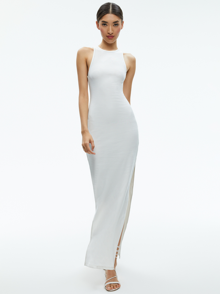 PANIA RACERBACK RIBBED SIDE SLIT MAXI DRESS - OFF WHITE image 4 - Alice And Olivia