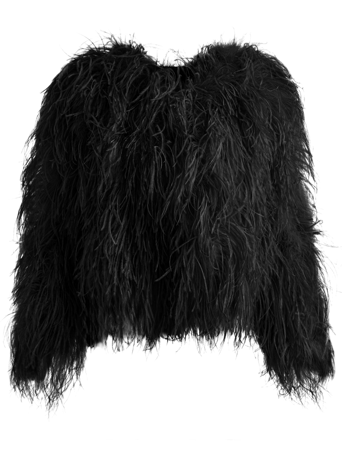 Kidman Feather Jacket In Black | Alice And Olivia