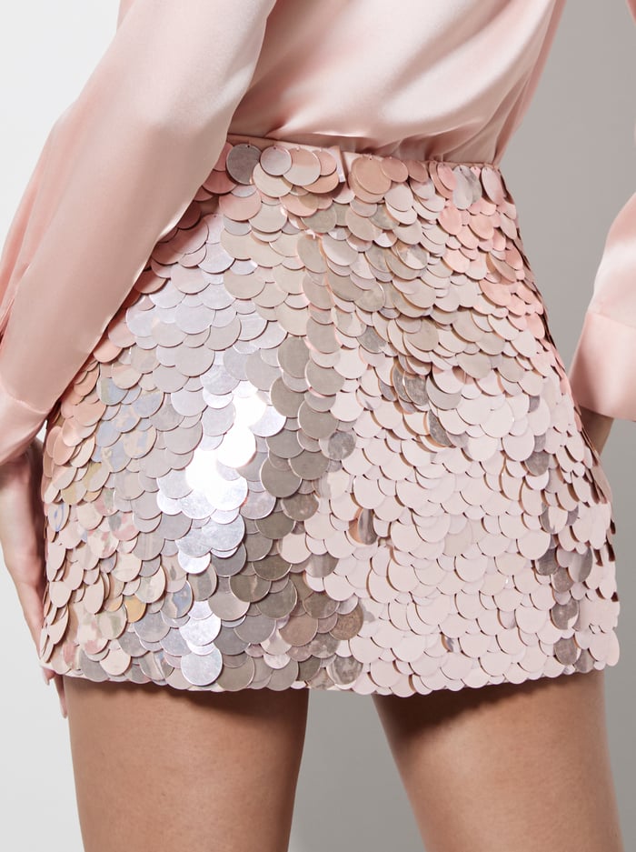 RUBI PAILLETTE MICRO SKIRT - PEARL BLUSH image 4 - Alice And Olivia