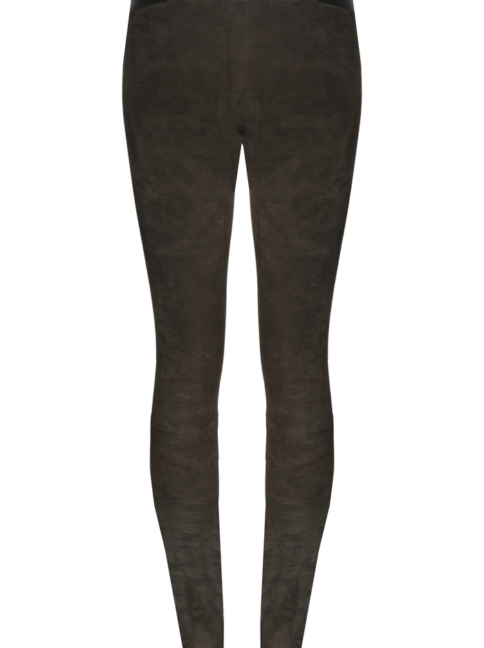 FRONT ZIP SUEDE LEGGING - CHOCOLATE image 3 - Alice And Olivia
