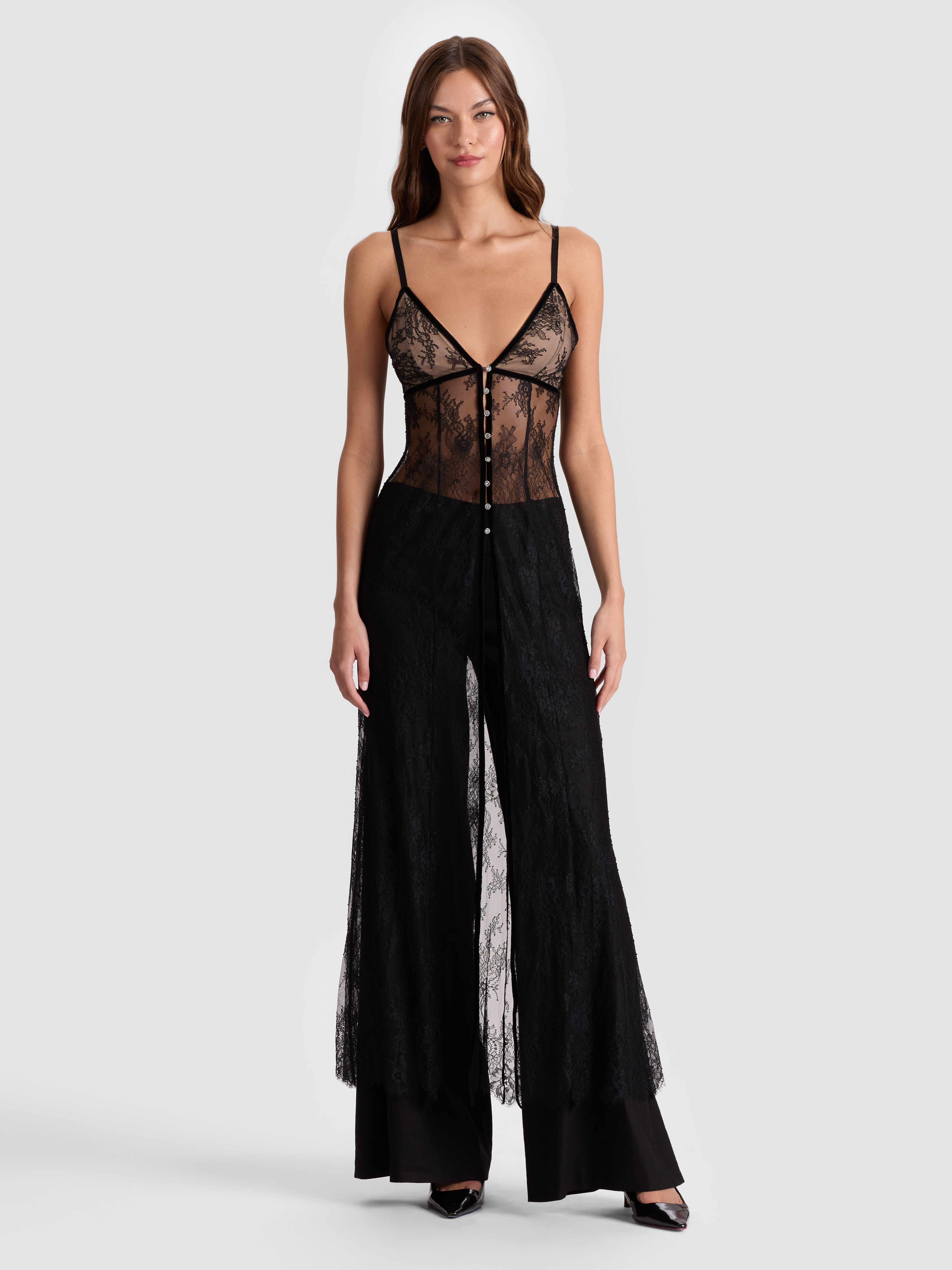 Melodie Lace Maxi Top In Black | Alice + Olivia