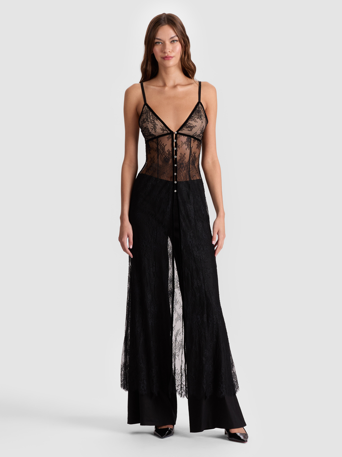 MELODIE LACE MAXI TOP - BLACK - Alice And Olivia