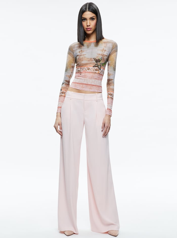 ERIC LOW RISE PANT - PINK LACE - Alice And Olivia