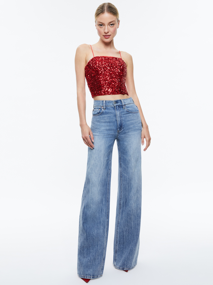 CERESI SEQUIN BANDEAU TOP - RED APPLE image 1 - Alice And Olivia
