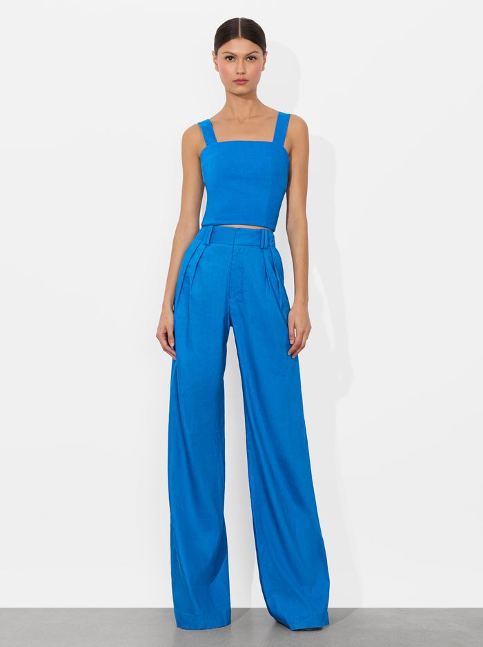 NATALIA LINEN LACE UP TOP - TRUE BLUE image 1 - Alice And Olivia