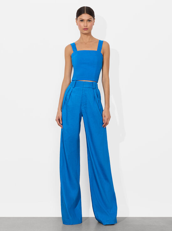 TRUE BLUE-NATALIA LINEN LACE UP TOP