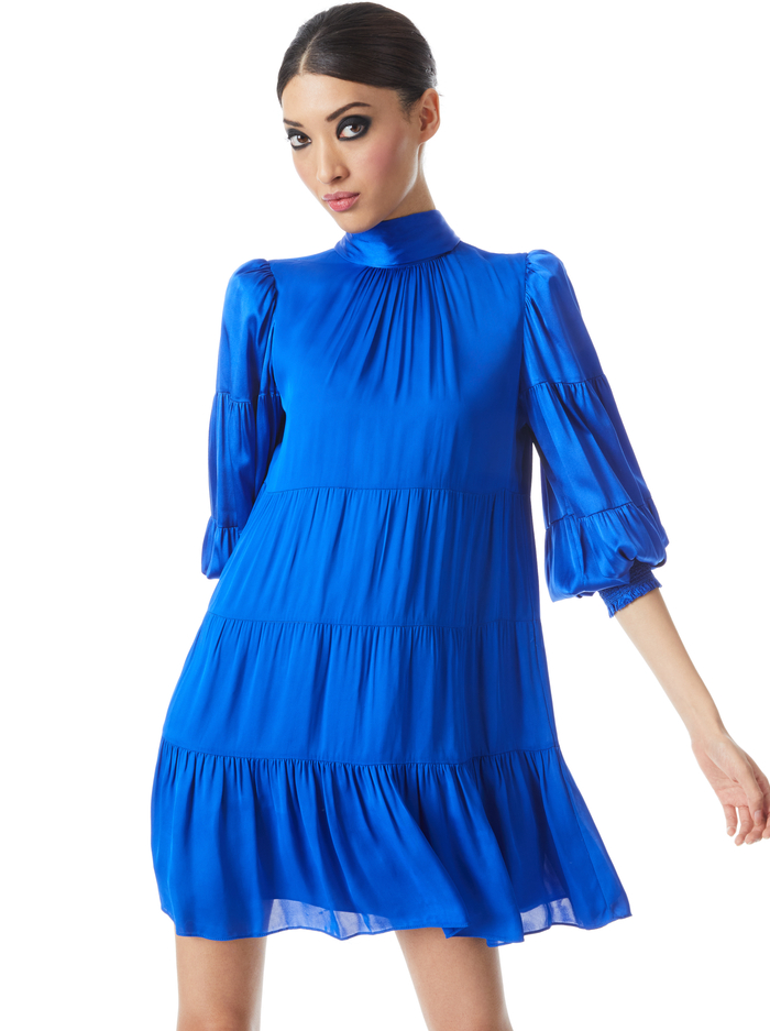 KARENA BOW NECK TIERED BABYDOLL DRESS - ROYALTY image 2 - Alice And Olivia