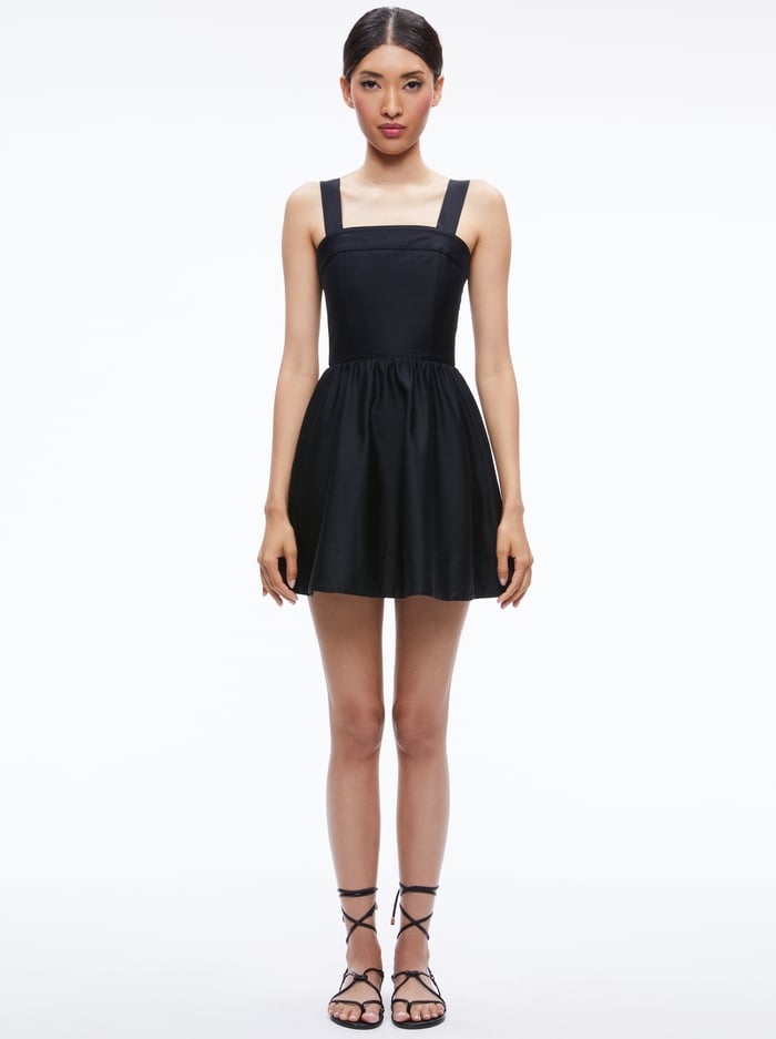SAIGE TIE BACK MINI DRESS - BLACK - Alice And Olivia