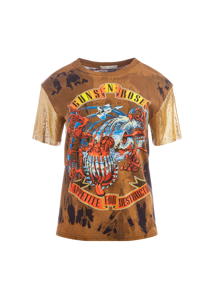 TARI GUNS N ROSES CHAINMAIL TEE - BLACK/MULTI image 5 - Alice And Olivia