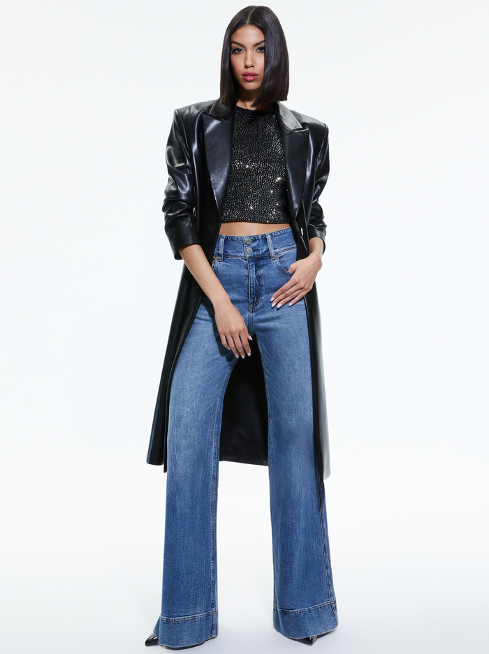 FIERRO VEGAN LEATHER LONG BLAZER - BLACK image 4 - Alice And Olivia