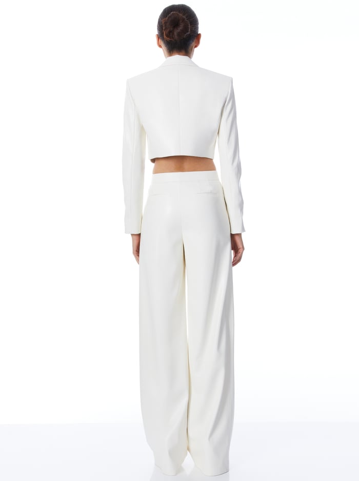 POMPEY VEGAN LEATHER HIGH WAISTED PLEATED PANT - ECRU image 1 - Alice And Olivia