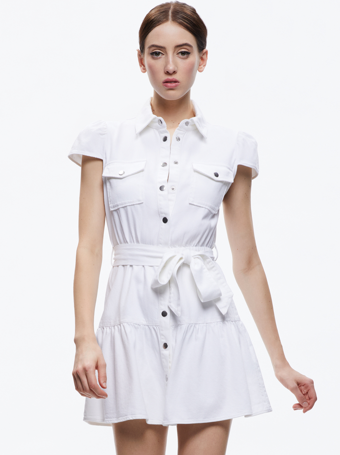MIRANDA MINI DENIM DRESS - WHITE image 2 - Alice And Olivia