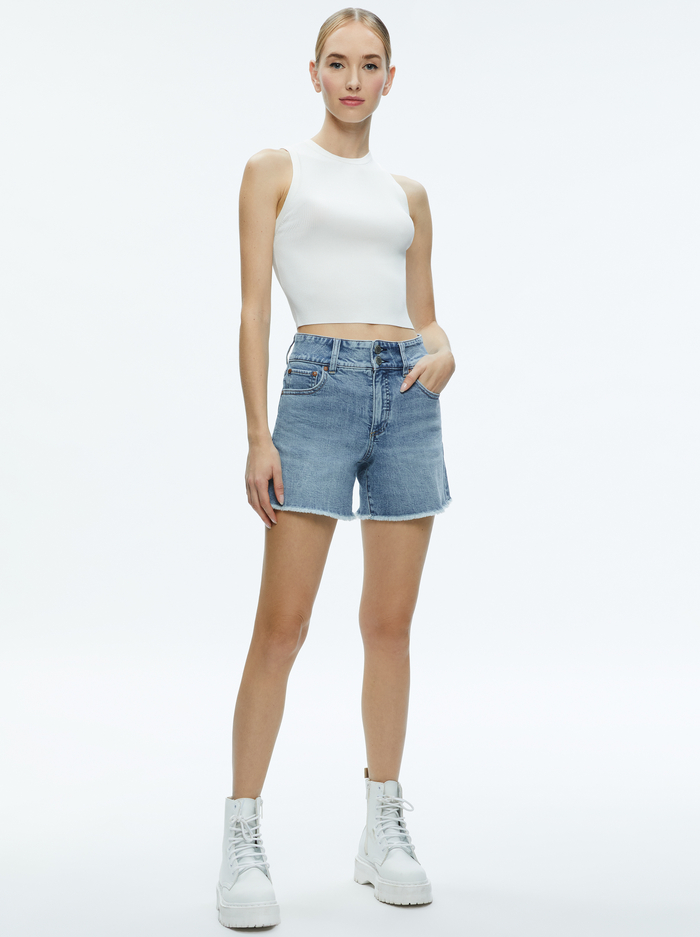 HAN HIGH RISE WIDE WAISTBAND SHORT - ROCKSTAR BLUE image 5 - Alice And Olivia