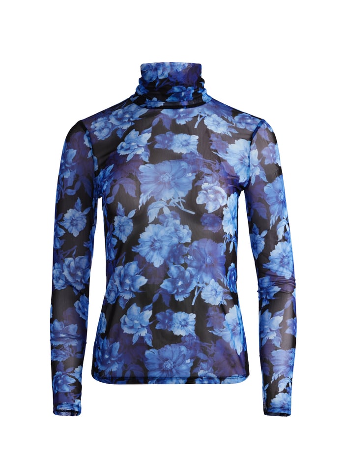 DELAINA LONG SLEEVE TURTLENECK MESH TOP - DREAM FLORAL ROYALTY image 5 - Alice And Olivia