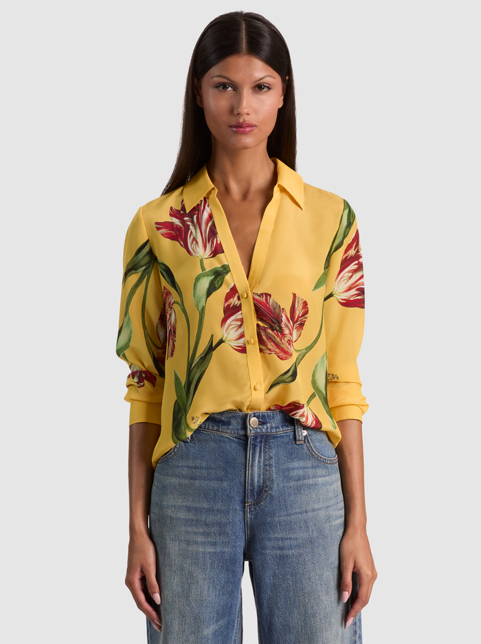 ELOISE SILK BLOUSE - SOFT TULIP TUSCANY - ALICE + OLIVIA