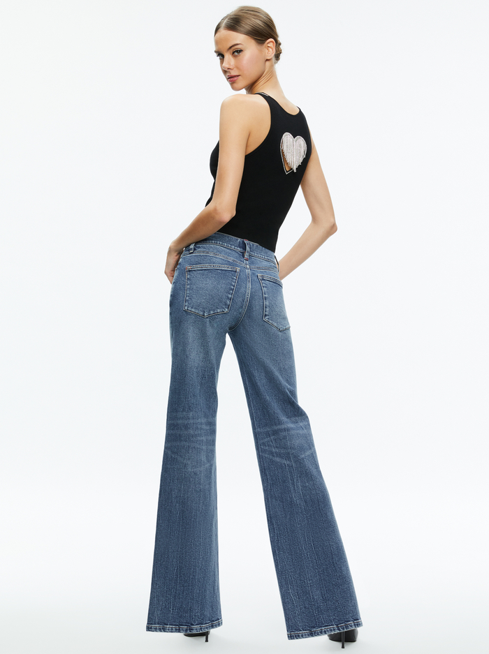 VAL CRYSTAL FRINGE CUTOUT TANK - BLACK image 1 - Alice And Olivia