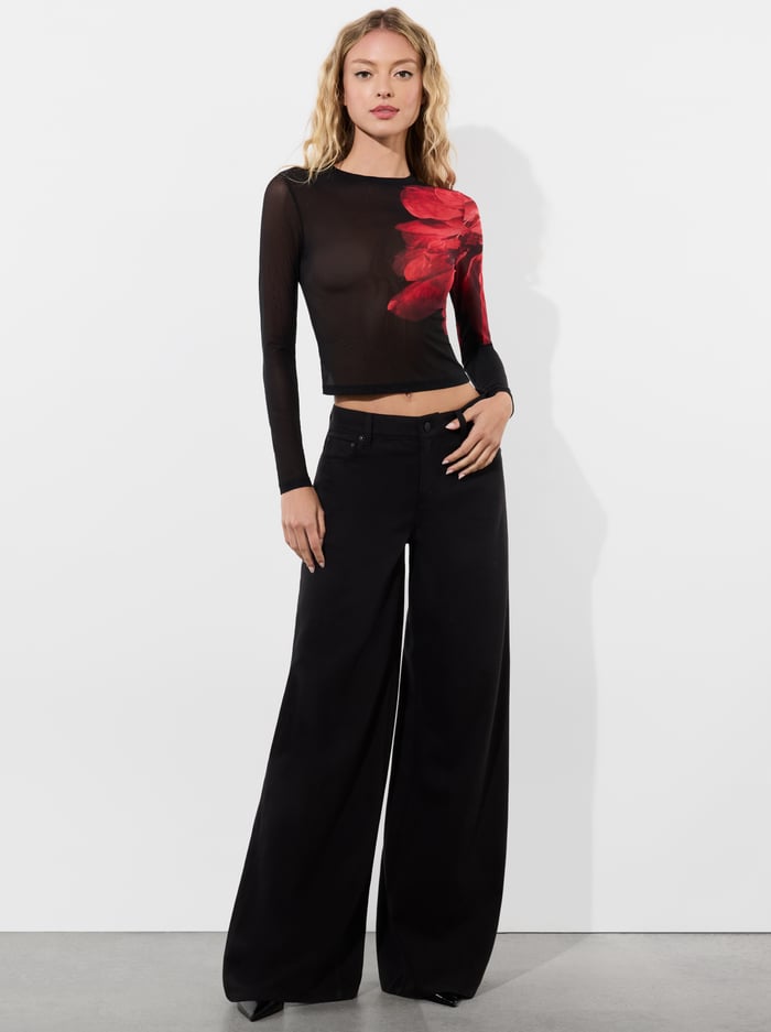 DELAINA MESH TOP - PEONY PETALS BRIGHT RUBY image 1 - Alice And Olivia