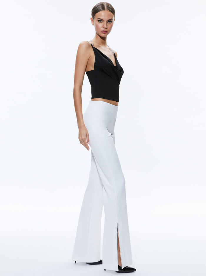 CORAL CRYSTAL STRAP COWL NECK TOP - BLACK image 4 - Alice And Olivia