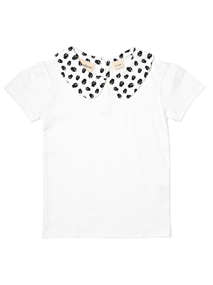 A+O x DOTTY DUNGAREES PETER PAN COLLAR TOP - STACE FACE image 1 - ALICE + OLIVIA