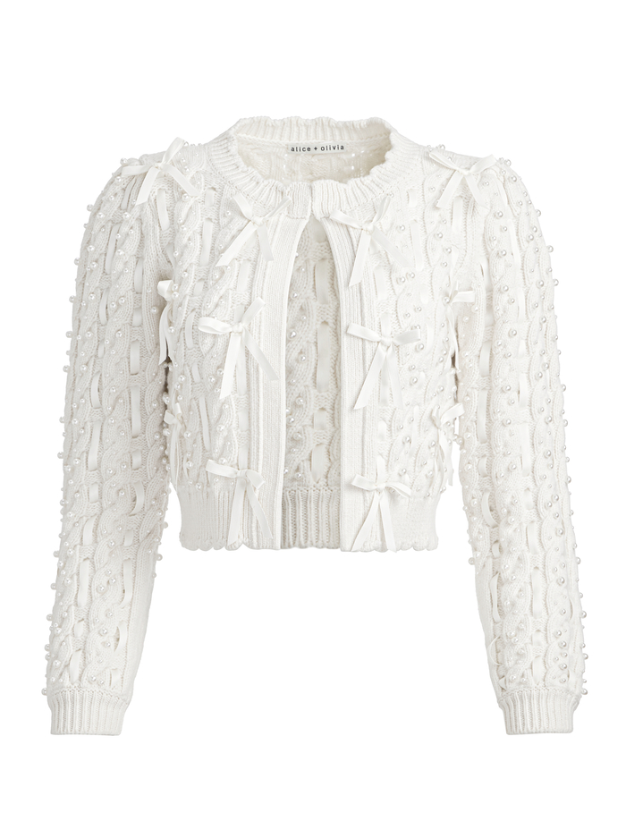 KITTY BOW CARDIGAN - SOFT WHITE image 6 - Alice And Olivia