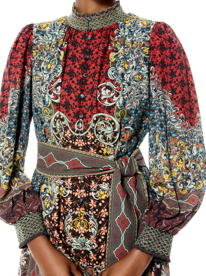 BRIELLE BUTTON DOWN KIMONO DRESS - ALWAYS FOREVER MULTI image 3 - ALICE + OLIVIA