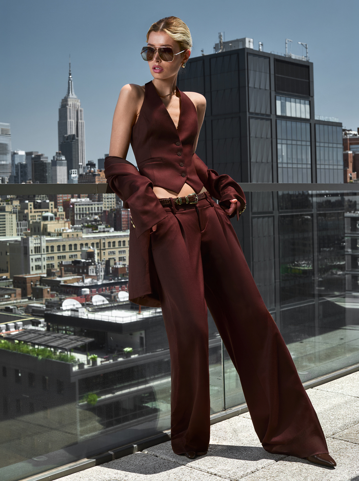 ERIC WOOL PANT - DARK CHOCOLATE - ALICE + OLIVIA