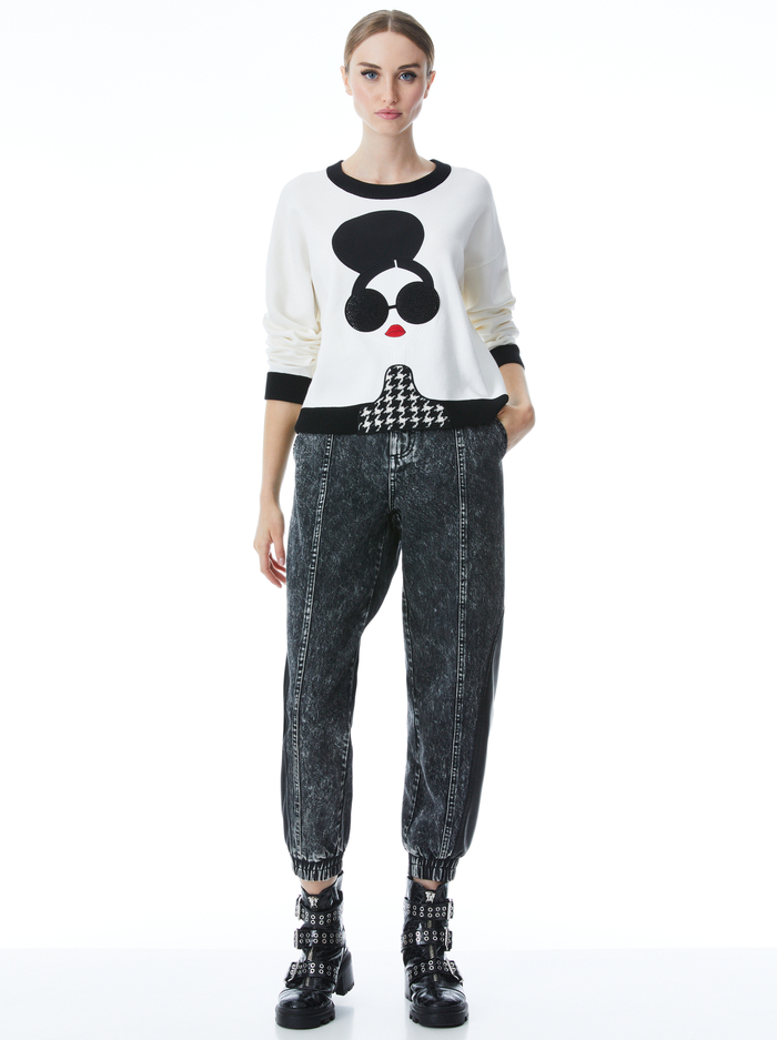 GLEESON STACE FACE PULLOVER - SOFT WHITE/MULTI image 2 - Alice And Olivia