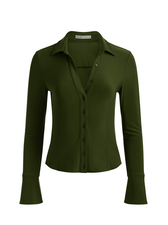 DARK OLIVE-FREYA FITTED TOP