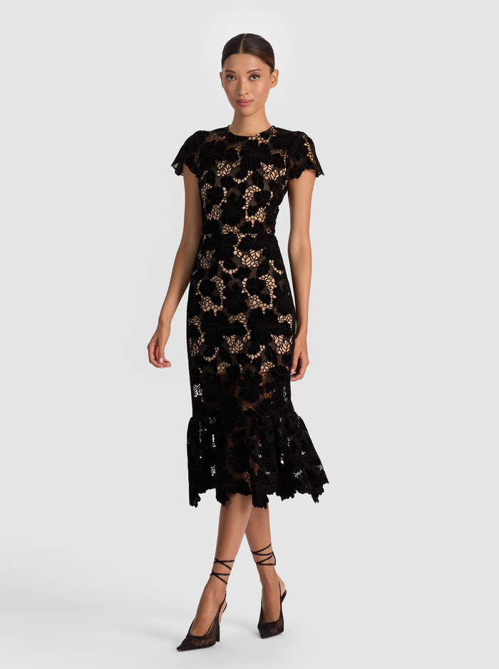 CLOVER OPEN BACK MIDI DRESS - BLACK image 3 - Alice And Olivia