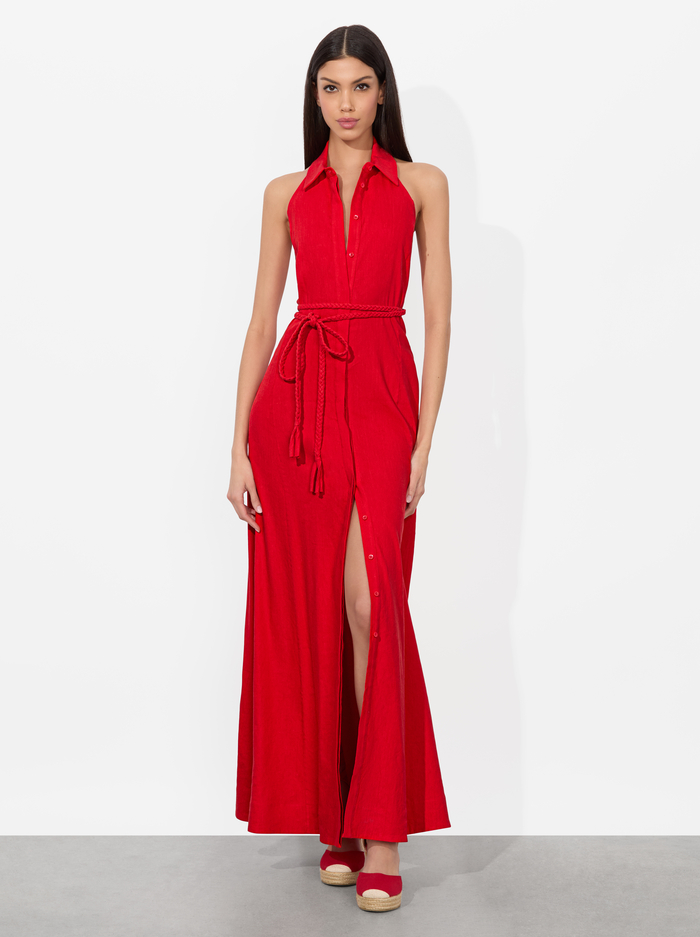 CHASSIDY HALTER MAXI DRESS - BRIGHT RUBY - Alice And Olivia