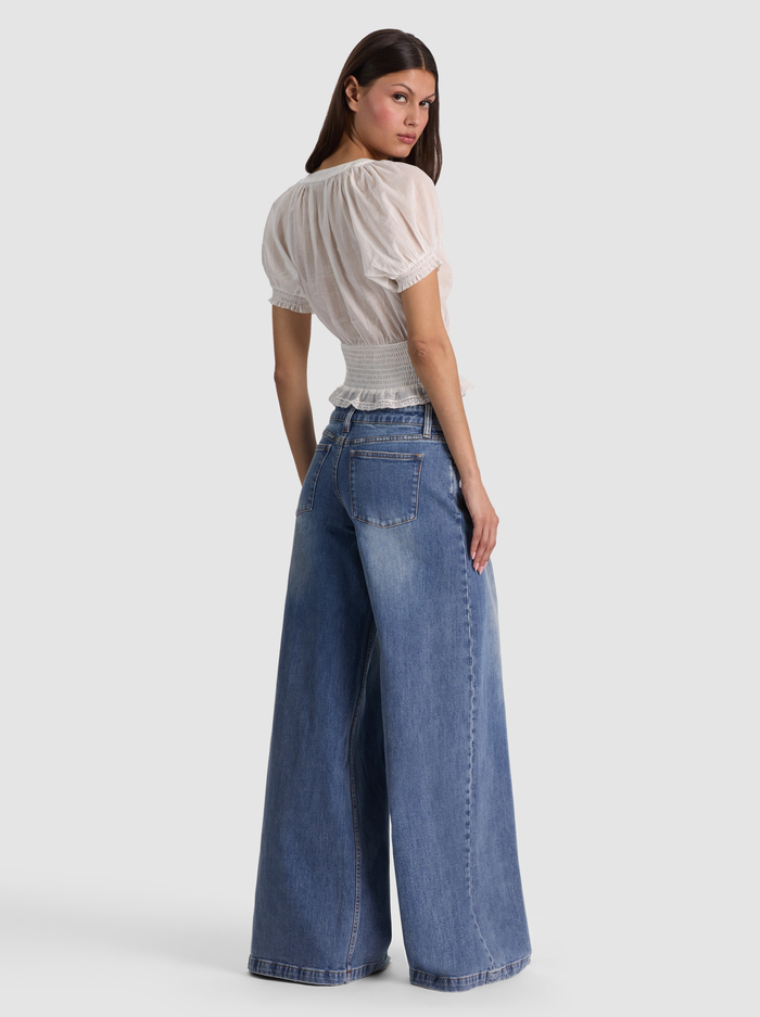 KATHRYN LACE TRIM BLOUSE - OFF WHITE image 2 - ALICE + OLIVIA