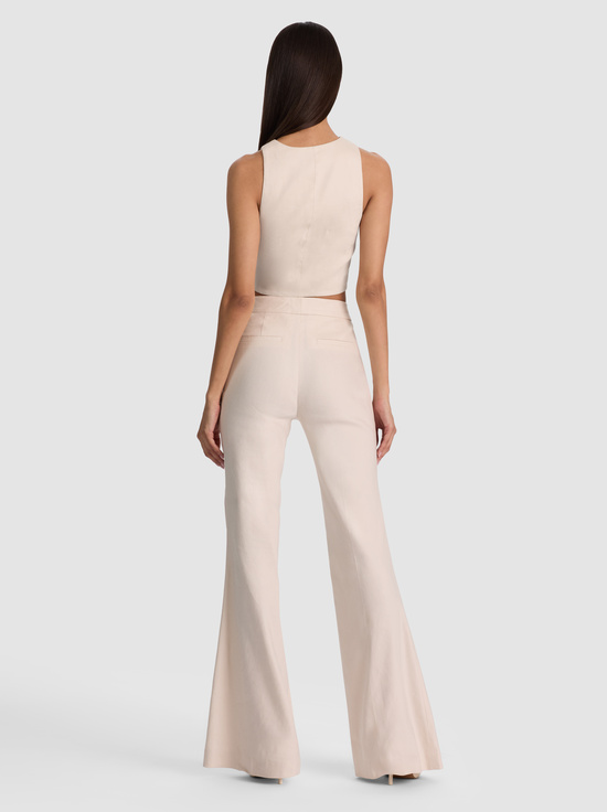 OATMEAL-LINDEN LINEN BOOTCUT TROUSER