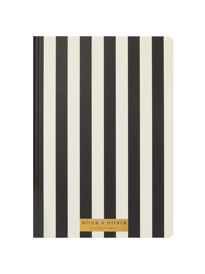 A+O X FABFITFUN JOURNAL - POSITANO STRIPE SM BLACK - Alice And Olivia