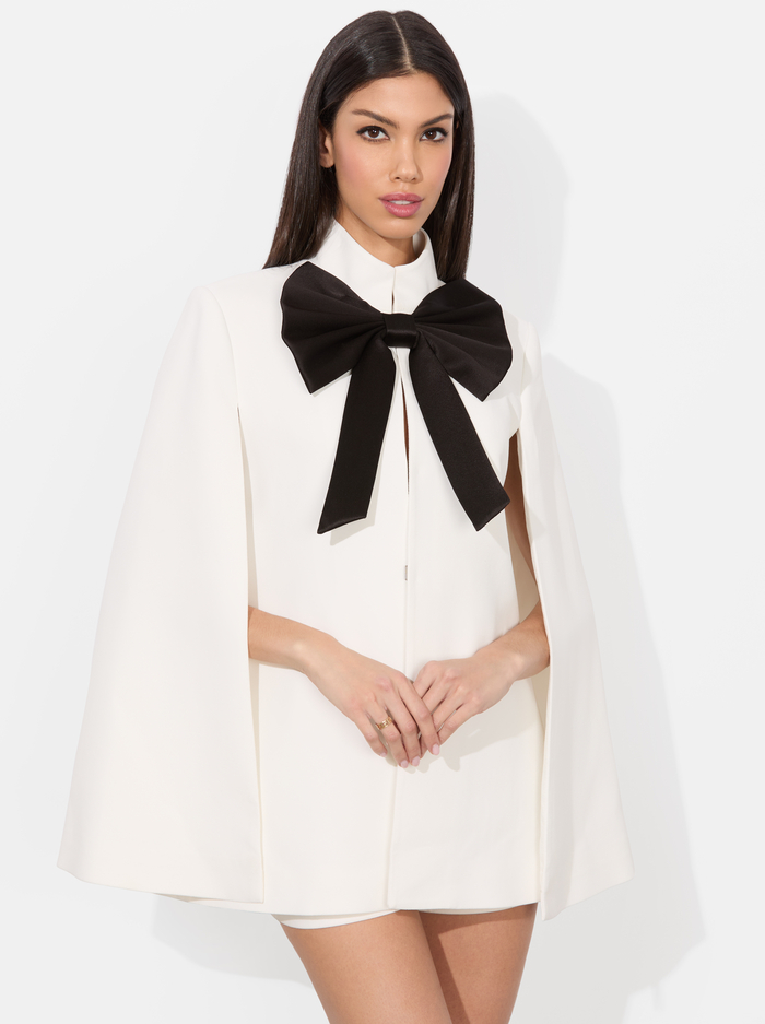 PHILIPPA BOW CAPE - OFF WHITE/BLACK - Alice And Olivia