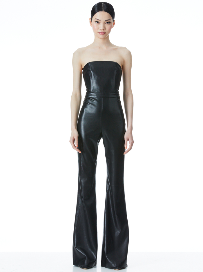 LAVERA VEGAN LEATHER JUMPSUIT - BLACK - Alice And Olivia